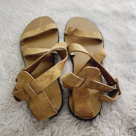 NEW Everlane The Modern Wrap Italian Leather Sandal Tan Suede - Picture 7 of 11